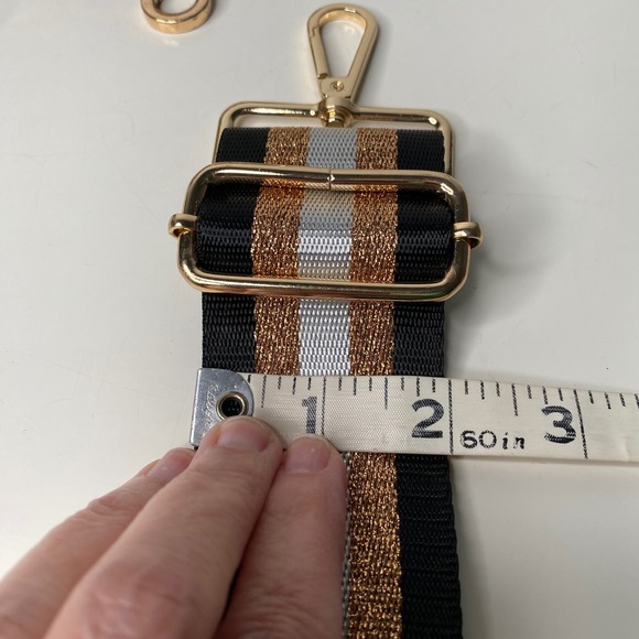 Set of 2 Adjustable Purse Straps Leopard Animal Print and Glitter Stripe Gold - Picture 4 of 7